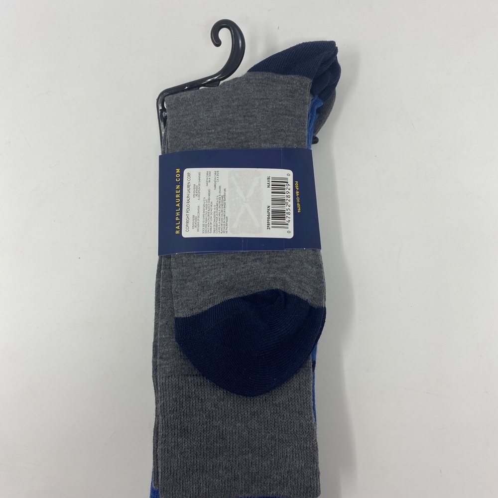 3 Pair Mens Ralph Lauren Dress/Casual Socks. Argyle Blue/Gray Solid Blue/Gray - Picture 2 of 5